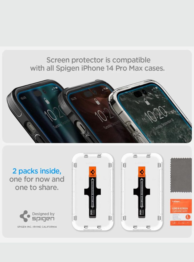 Protector de Pantalla Spigen   EZ FIT GLAS.tR para iPhone 14 Pro Max Screen  ( 2Pack )