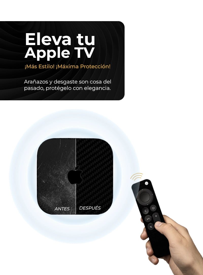 Skin Premium Fibra De Carbono Negro Apple TV 4K - 3G + Control